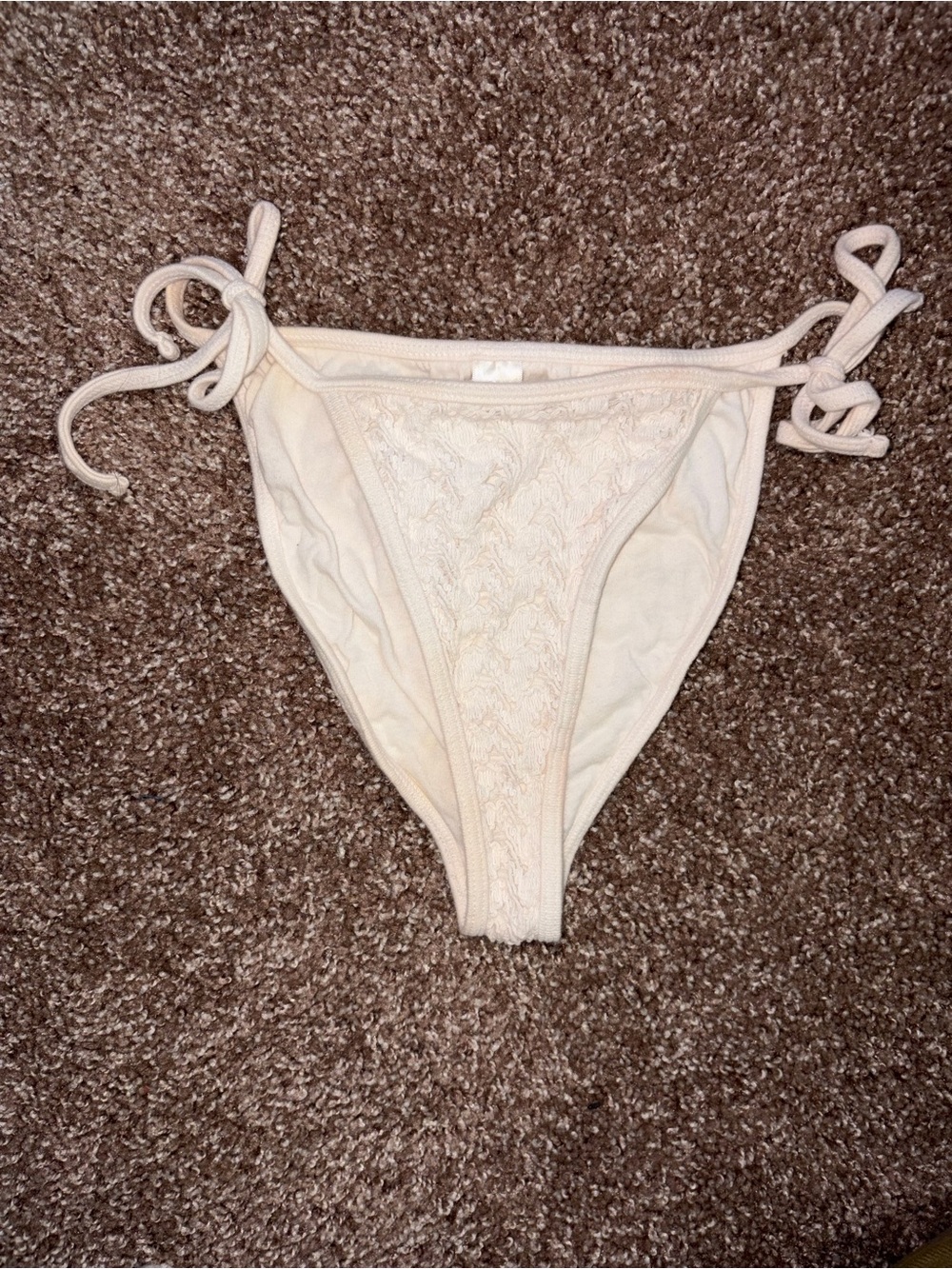 American Apparel Cream Lace Tie-Side Cheeky Bikini Bottom